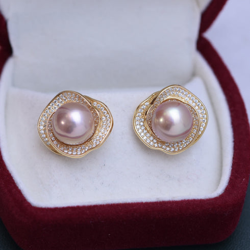 10-11mm Freshwater Pearl Floral & Liora  Earrings - House Of Pearls